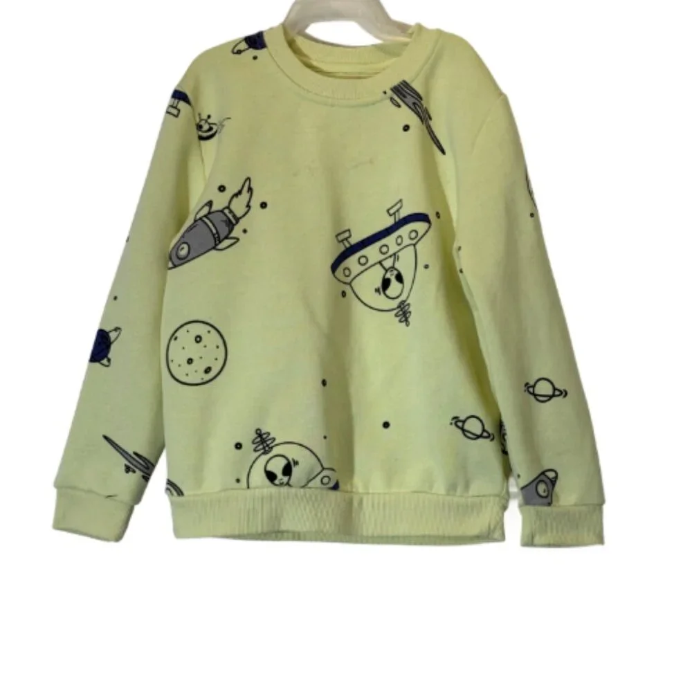 Girl's Pastel Yellow Sweat Shirt Size 5-6 yrs - Picture 1 of 4